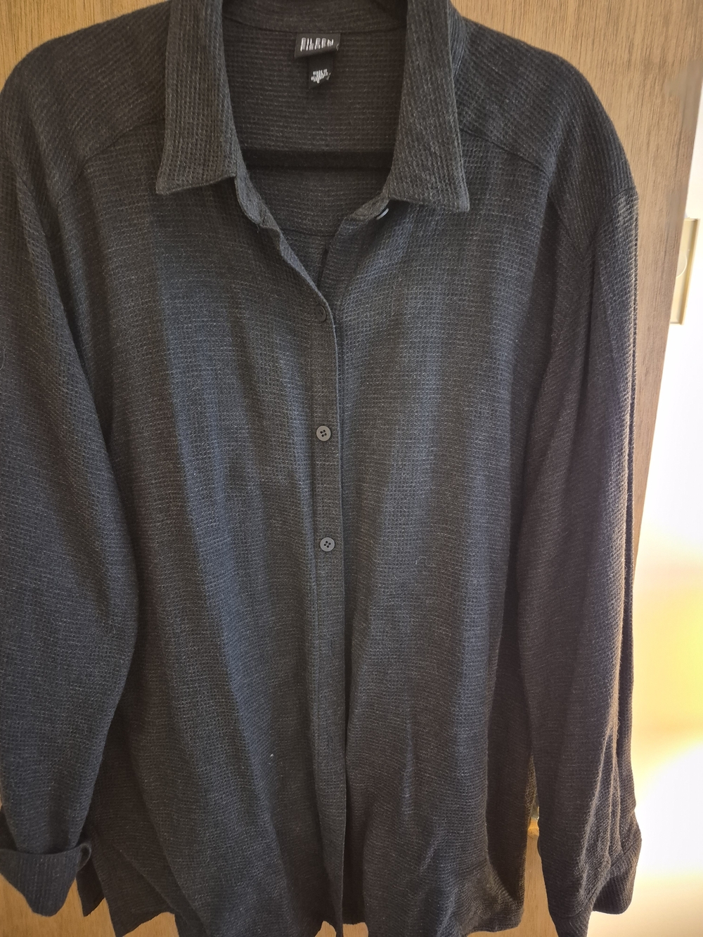 Eileen Fisher Womens Lightweight Button-Up Shirt Jacket - Charcoal